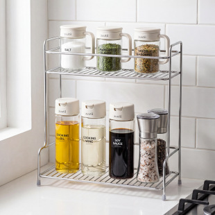 Two-tier stainless steel kitchen bowl rack