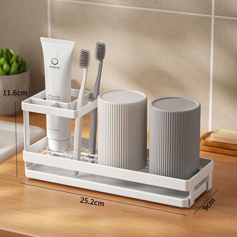 Bathroom toothbrush holder for organized oral care storage