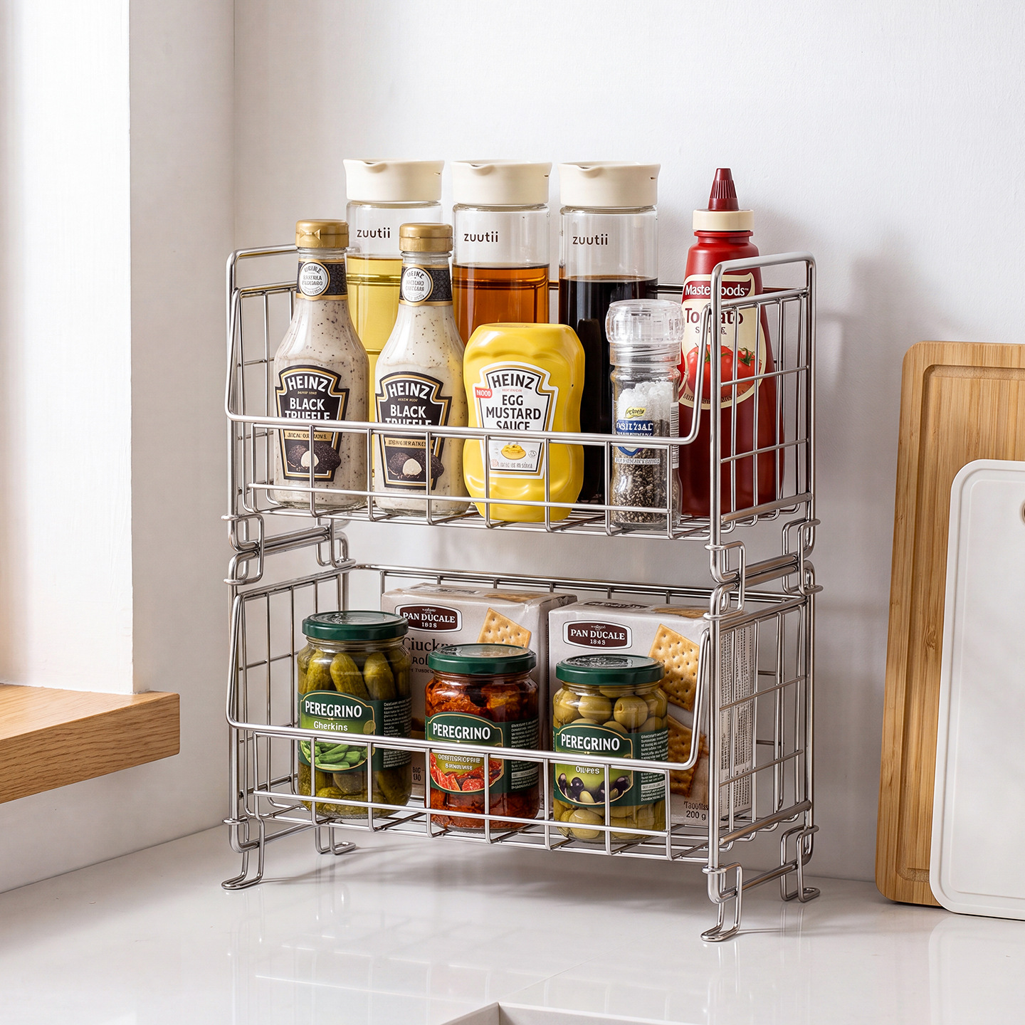 Stainless steel stackable storage basket for home organization